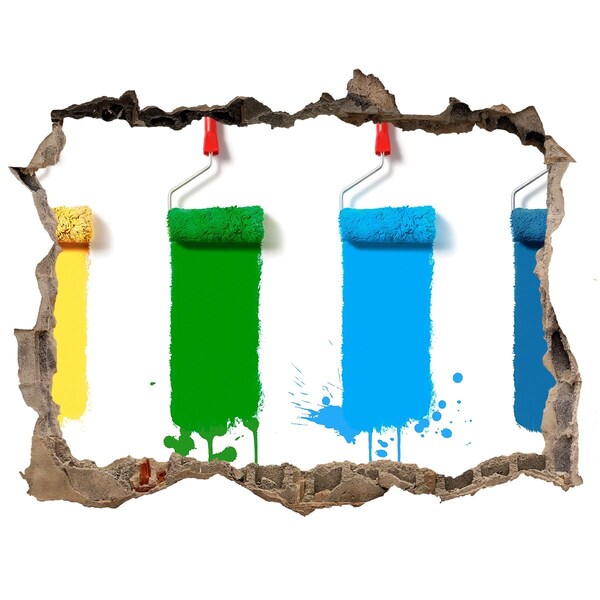 Wandsticker 3D gat met uitzicht Schilderen in een nieuwe stijl