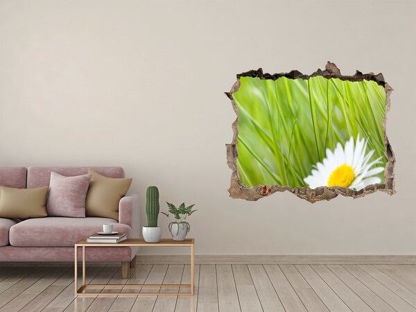 Zelfklevende 3D wandsticker illusie Een bloem in een groene tuin