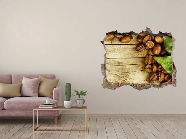 Wandsticker 3D gat met uitzicht Koffie in een betonnen gat