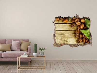 Wandsticker 3D gat met uitzicht Koffie in een betonnen gat