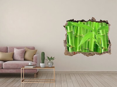 Wandsticker 3D gat met uitzicht Groen bamboebos