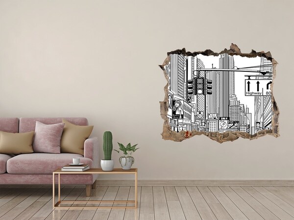 Zelfklevende 3D wandsticker illusie De straten van New York