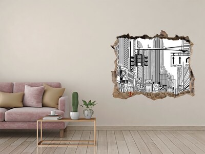 Zelfklevende 3D wandsticker illusie De straten van New York