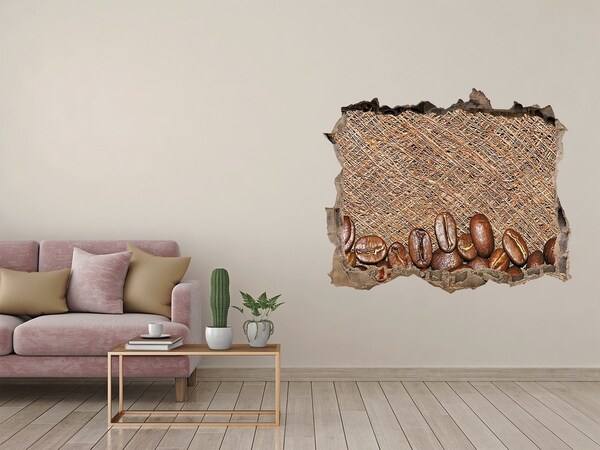 Wandsticker 3D doorkijk Koffie in een vervallen muur