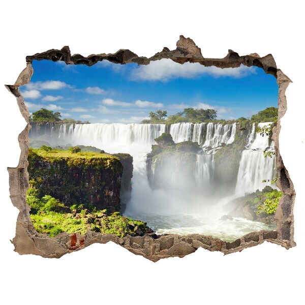 Wandsticker 3D gat met uitzicht Iguazu-watervallen