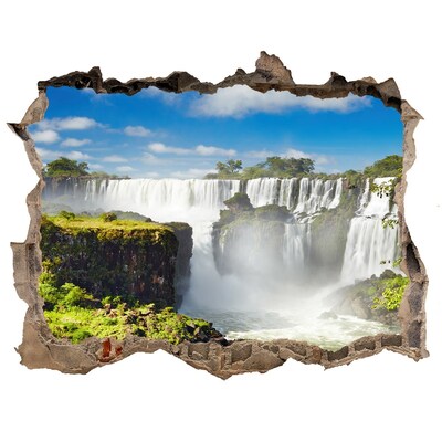 Wandsticker 3D gat met uitzicht Iguazu-watervallen