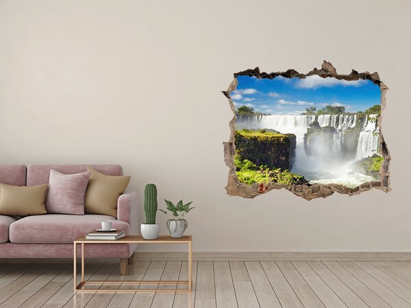Wandsticker 3D gat met uitzicht Iguazu-watervallen