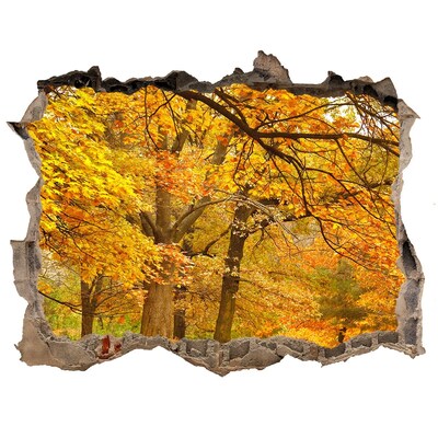 Wandsticker 3D doorkijk Gouden herfst in het bos