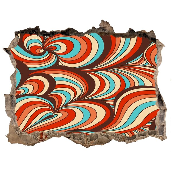 Wandsticker 3D gat met uitzicht Een kleurrijke werveling van patronen