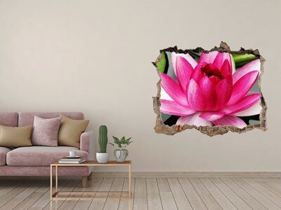Zelfklevende 3D wandsticker illusie Lotusbloem in een gat in de muur