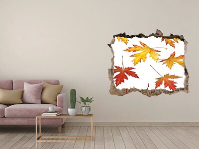 Zelfklevende 3D wandsticker illusie Herfstlandschap met bladeren