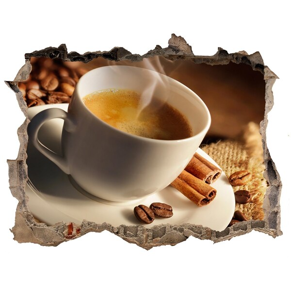 Zelfklevende 3D wandsticker illusie Aromatische koffie met kaneel