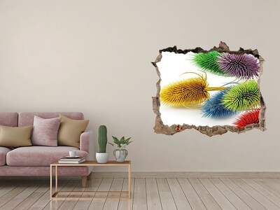 Zelfklevende 3D wandsticker illusie Bloemenexplosie in beton