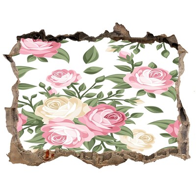 Zelfklevende muursticker 3D gat Bloementuintje in de muur