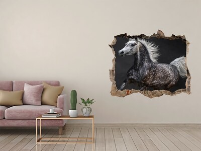 Zelfklevende 3D wandsticker illusie Wild paard op de vlucht