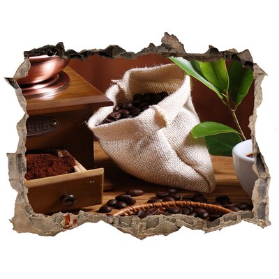 Zelfklevende muursticker 3D gat Koffie drinken in het comfort van je eigen huis.