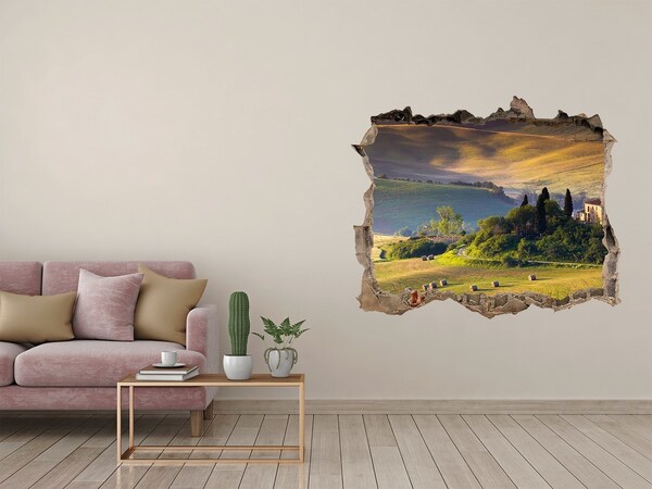 Zelfklevende 3D wandsticker illusie Het idyllische landschap van Toscane