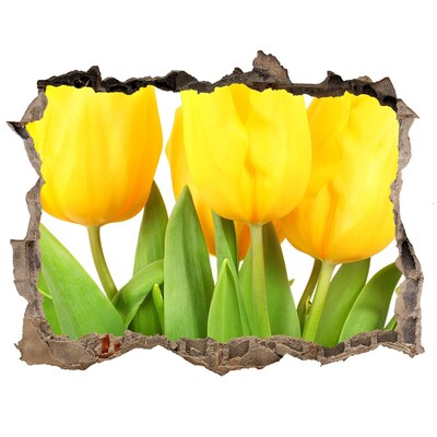 Wandsticker 3D gat met uitzicht Tulpenbloemen in een gat in de muur