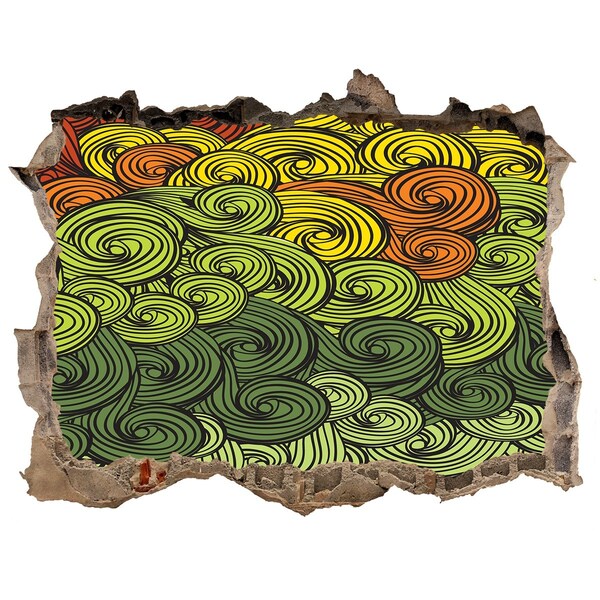 Wandsticker 3D doorkijk Kleurrijke wervelingen op de muur