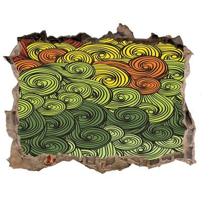 Wandsticker 3D doorkijk Kleurrijke wervelingen op de muur