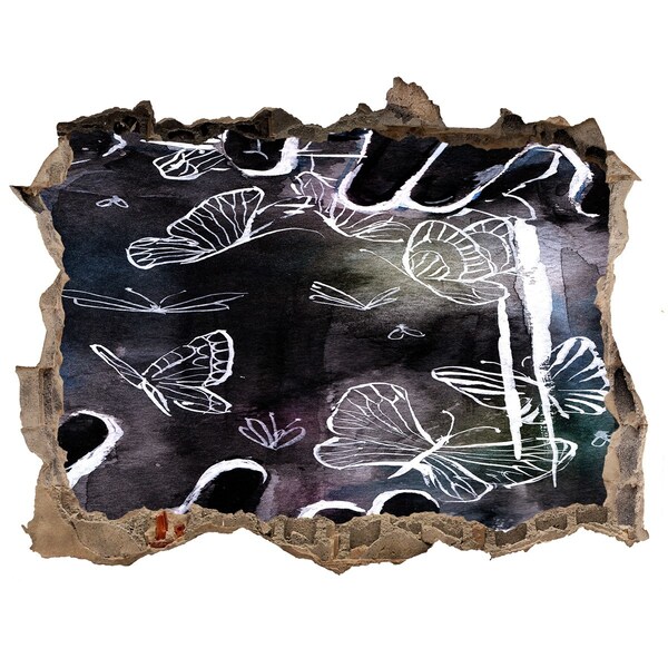 Wandsticker 3D doorkijk Vlinders in een magische ruimte