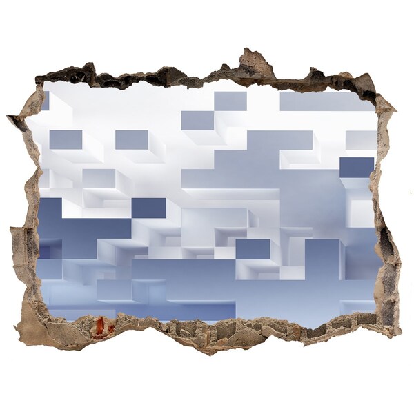 Wandsticker 3D doorkijk Abstracte ruimte in blauwe tinten