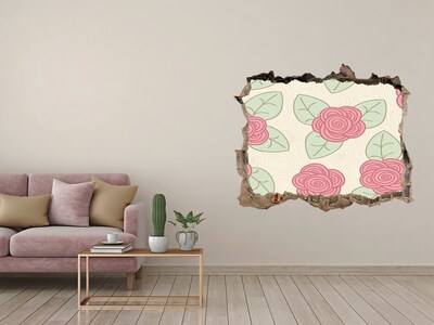 Zelfklevende 3D wandsticker illusie Bloemenpatroon op de muur