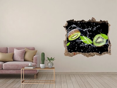 Wandsticker 3D gat met uitzicht Kiwi-fruitwaterval