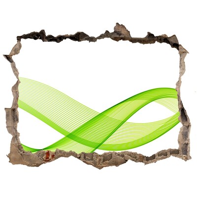 Wandsticker 3D doorkijk Groene golf in het gat in de muur