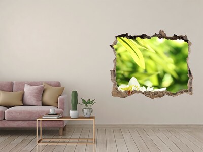Zelfklevende 3D wandsticker illusie Een bloem in een groene tuin