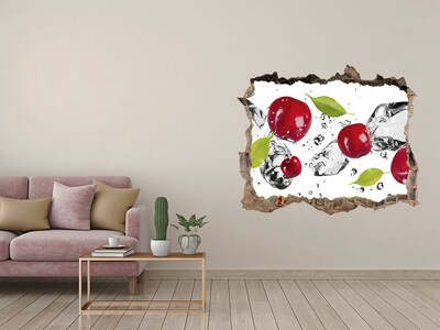 Zelfklevende muursticker 3D gat Fruit in ijs