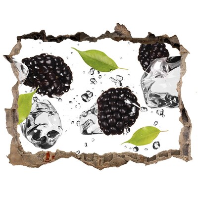 Wandsticker 3D gat met uitzicht Fruitexplosie in beton