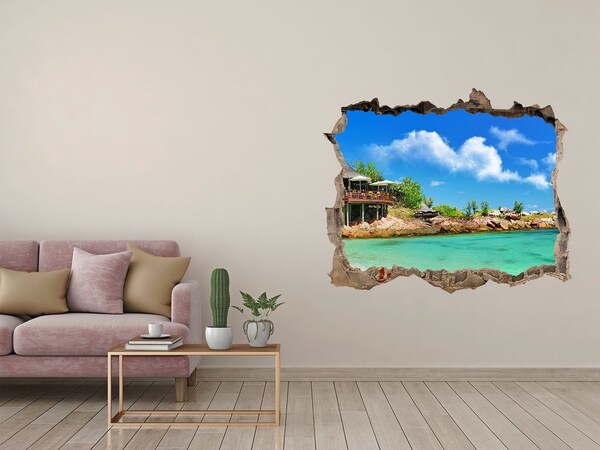 Wandsticker 3D doorkijk Caribische oase van rust