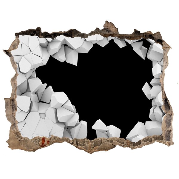 Zelfklevende 3D wandsticker illusie Een gebroken muur die uitkijkt over de leegte.