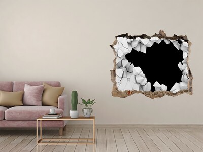 Zelfklevende 3D wandsticker illusie Een gebroken muur die uitkijkt over de leegte.