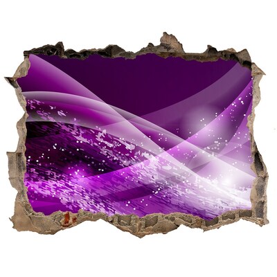 Wandsticker 3D gat met uitzicht Paarse ruimte in de muur