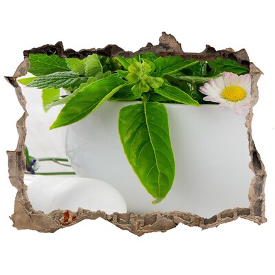 Zelfklevende 3D wandsticker illusie Groene begroeiing in de beschadigde muur