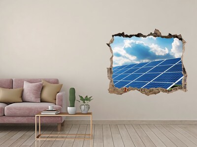 Zelfklevende 3D wandsticker illusie Zonnepanelen in de wolken