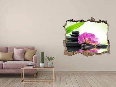 Zelfklevende 3D wandsticker illusie Rustgevende orchideeëntuin