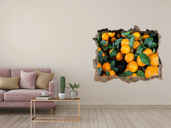 Zelfklevende muursticker 3D gat Fruit in de sinaasappeltuin