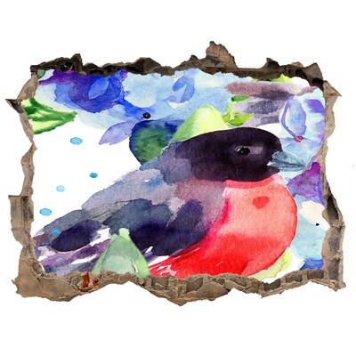 Wandsticker 3D doorkijk Een vogel in een kleurrijke compositie