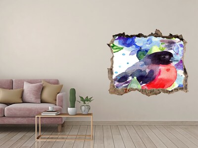 Wandsticker 3D doorkijk Een vogel in een kleurrijke compositie