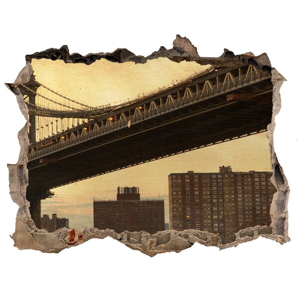 Zelfklevende 3D wandsticker illusie New York Bridge