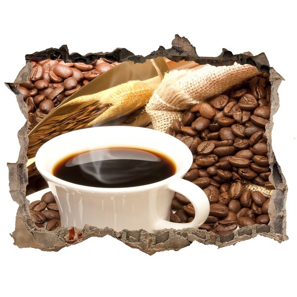Zelfklevende muursticker 3D gat Koffie met bonen