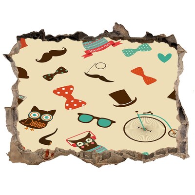 Wandsticker 3D gat met uitzicht Stijlvolle patronen en accessoires