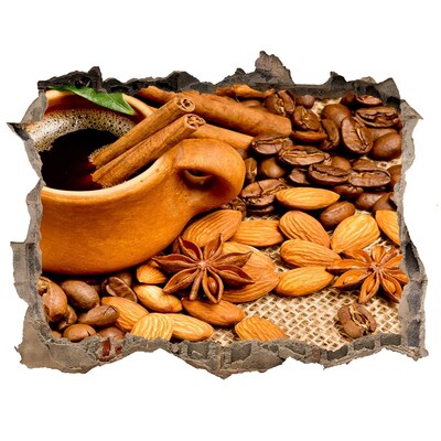 Wandsticker 3D doorkijk Een koffiefestijn in een klein, onopvallend tentje.