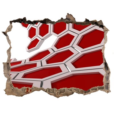 Wandsticker 3D doorkijk Rood doolhof in beton