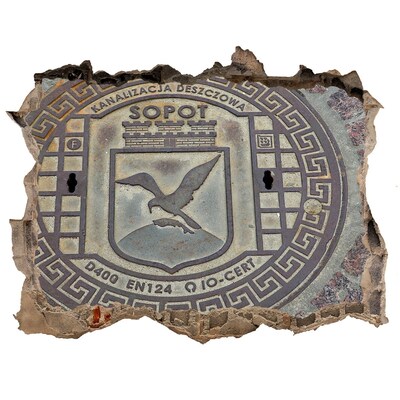 Zelfklevende muursticker 3D gat Sopot – Gemeentelijk riooldeksel