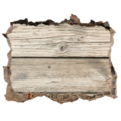 Wandsticker 3D doorkijk Een houten plank in een gat in de muur