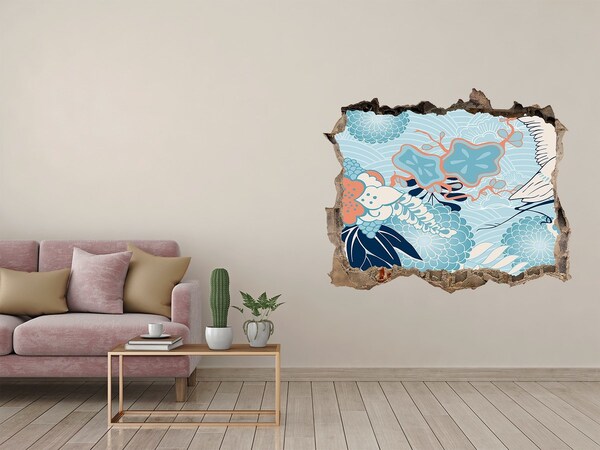 Zelfklevende 3D wandsticker illusie De onderwaterwereld van koralen